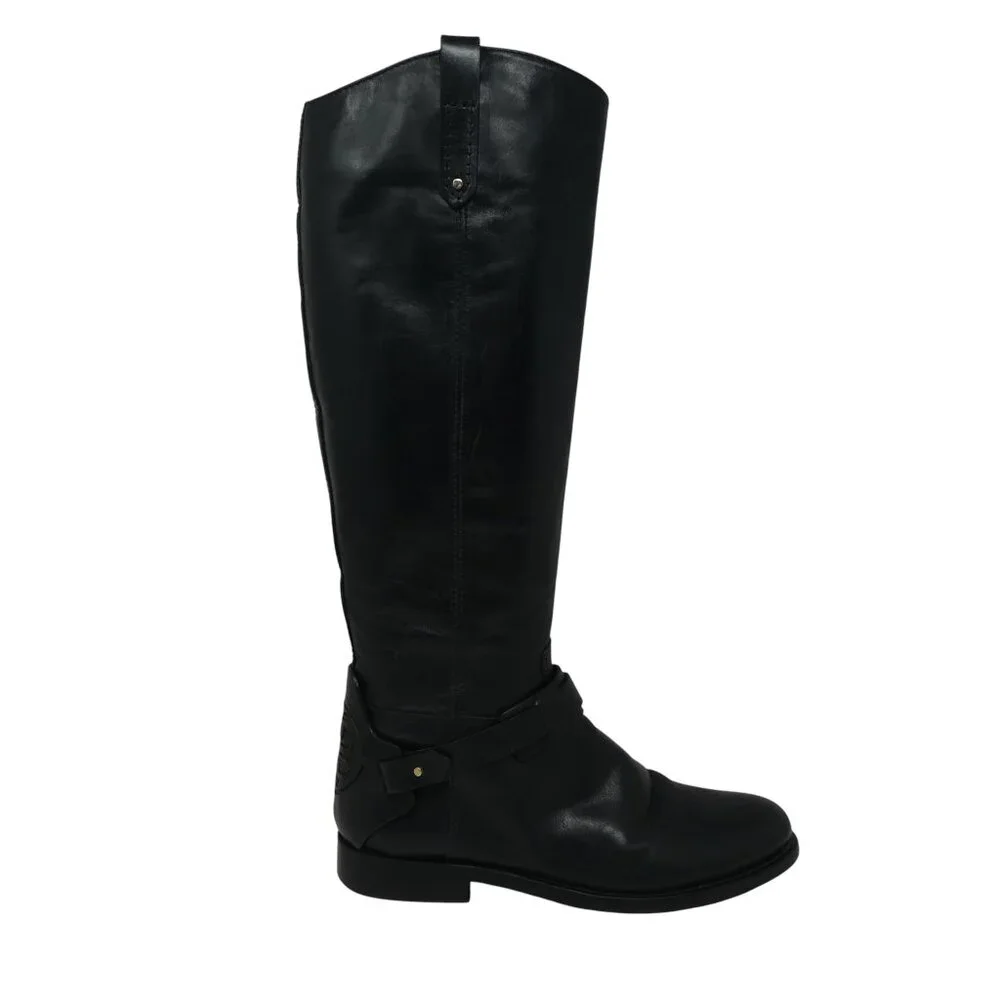 Tory Burch Colton Black‎ Leather Knee High Harness Riding Boots Womens 9